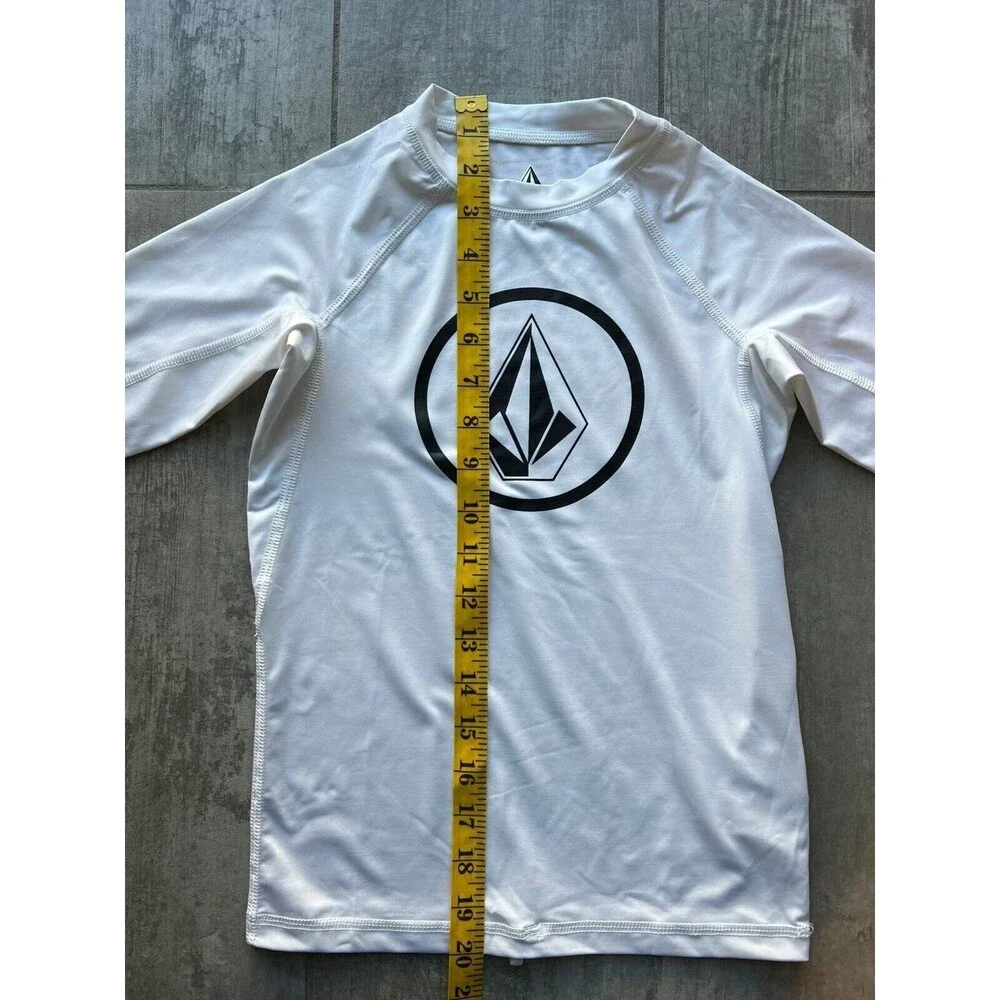 VOLCOM Boys Youth LIDO White Short Sleeve Rashguard Sun Protection UPF 50+ M 10